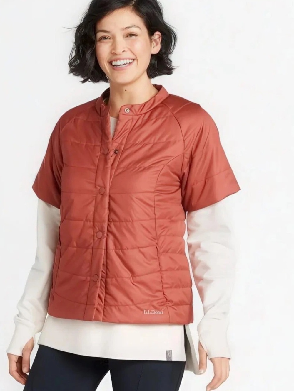 L.L. Bean Short-Sleeve Quilted Puffer Jacket - Black